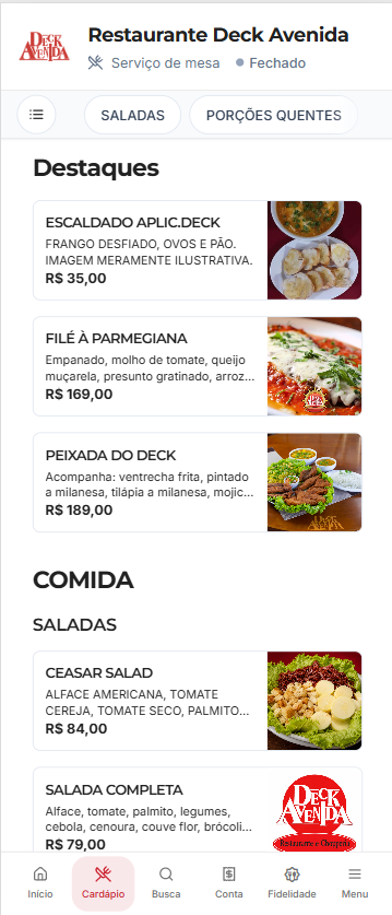 Cardápio digital WebGula